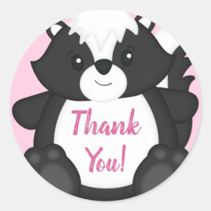Skunk Baby Shower Pink Classic Round Sticker