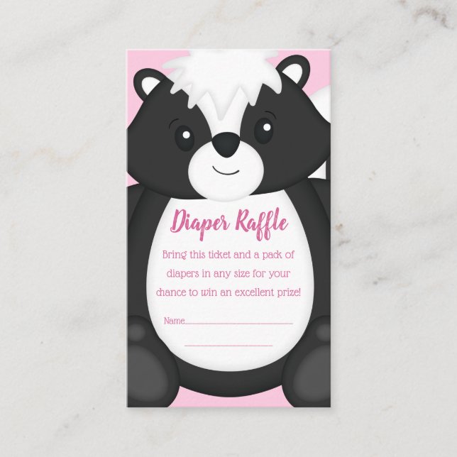 Skunk Baby Shower Pink Enclosure Card (Front)