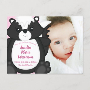 Skunk Baby Shower Pink Postcard