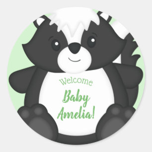 Skunk Baby Shower Woodland Animals Classic Round Sticker
