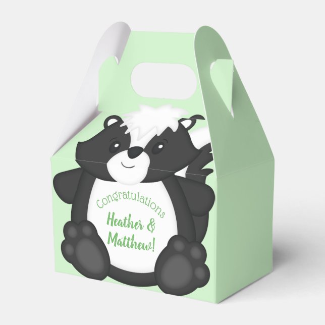 Skunk Baby Shower Woodland Animals Favour Box (Front Side)