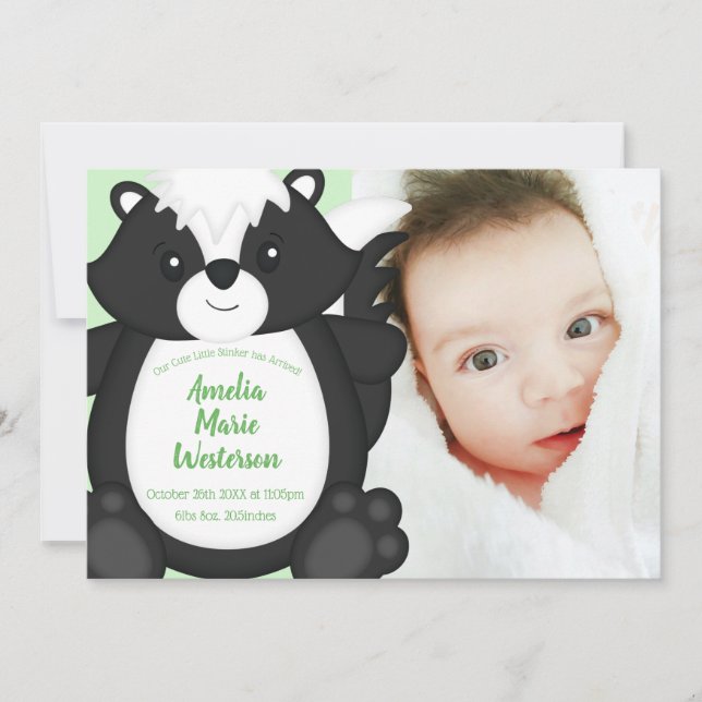 Skunk Baby Shower Woodland Animals Invitation (Front)