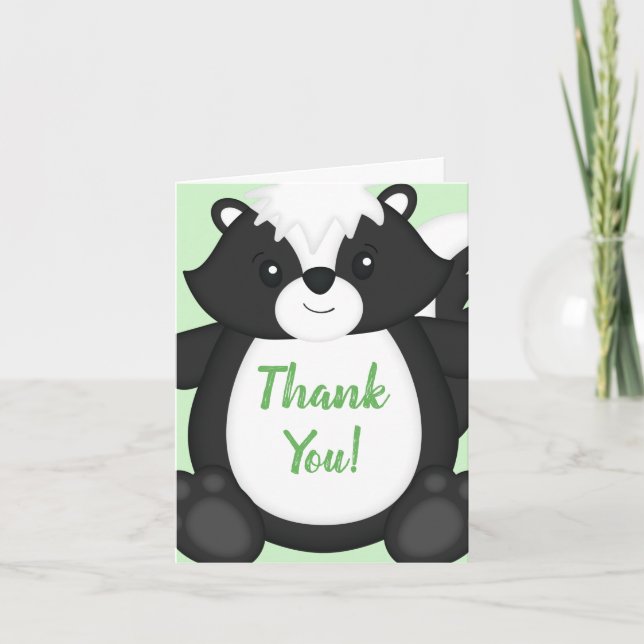 Skunk Baby Shower Woodland Animals Thank You Card (Front)
