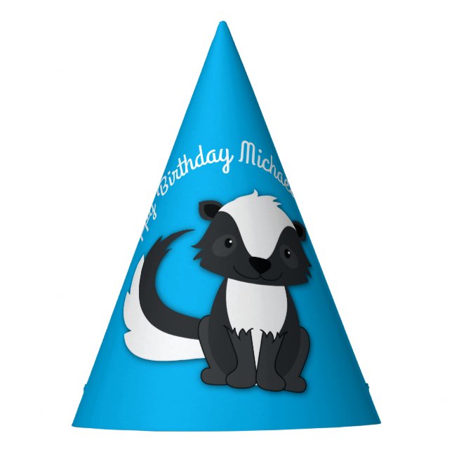 Skunk Birthday Party Party Hat (Front)
