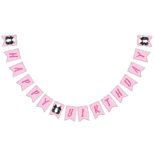 Skunk Birthday Party Pink Bunting