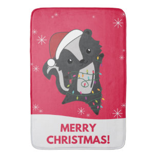 Skunk Christmas Skunks Winter Animals Bath Mat
