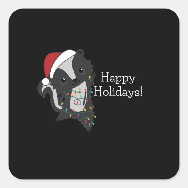 Skunk Christmas Skunks Winter Animals Square Sticker (Front)