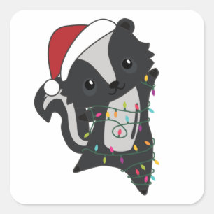 Skunk Christmas Skunks Winter Animals Square Sticker