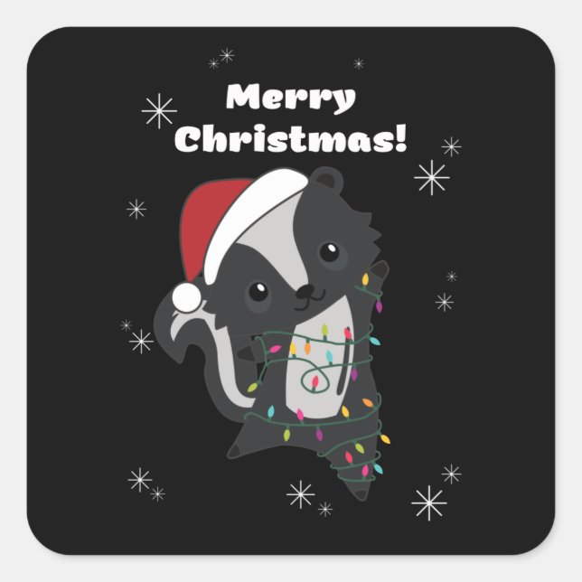 Skunk Christmas Skunks Winter Animals Square Sticker (Front)