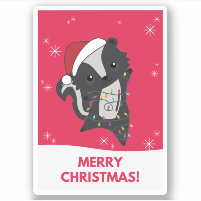 Skunk Christmas Skunks Winter Animals Sticker (Front)