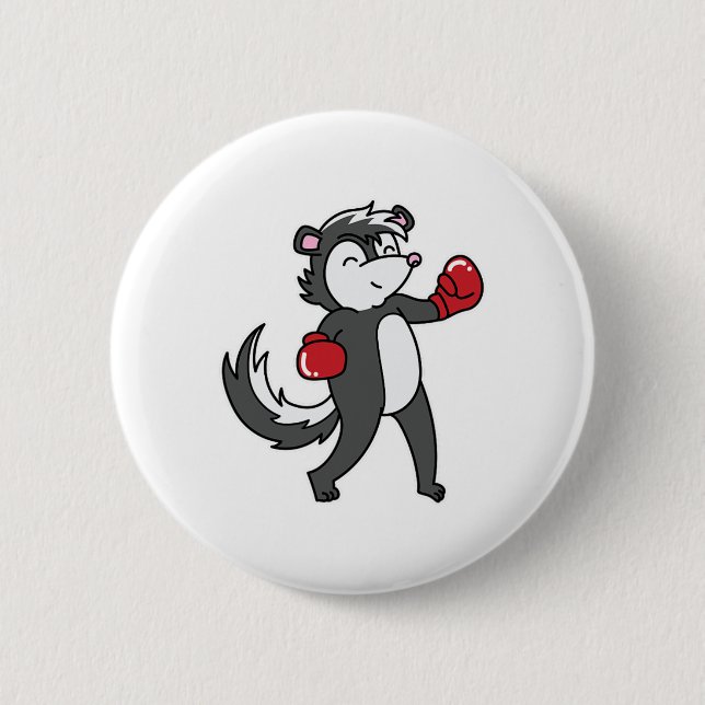 Skunk Does Boxing  6 Cm Round Badge (Front)