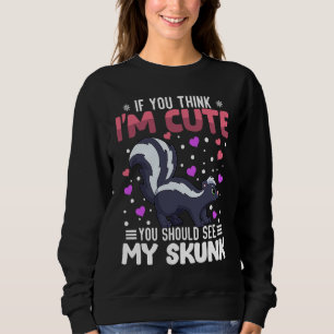 Skunk Heart Valentine's Day Animal For Womens Kids Sweatshirt