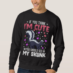 Skunk Heart Valentine's Day Animal For Womens Kids Sweatshirt