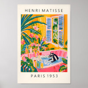 Skunk In Bathtub Art Print, Dopamine Bathroom Deco Poster