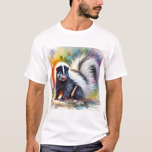 Skunk in Harmony 310824AREF122 - Watercolor T-Shirt (Front)