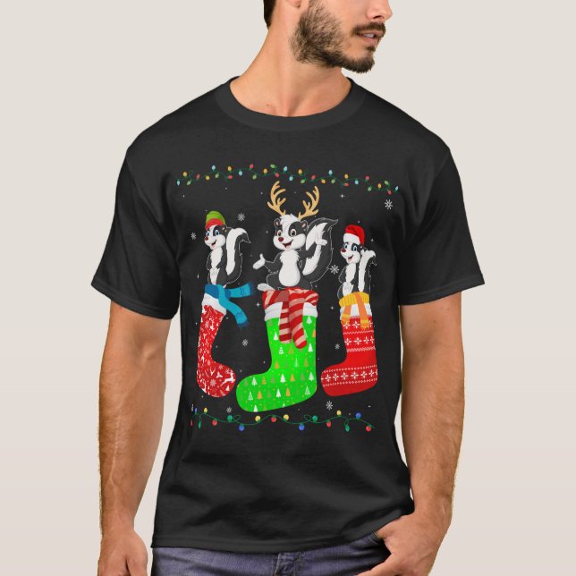 Skunk in Xmas Socks Funny Holiday Ugly Sweater Chr (Front)