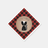Skunk Lumberjack Plaid Baby Shower Napkins