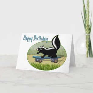 Skunk on a Skateboard Birthday Card