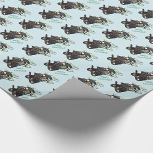 Skunk On Sled Smelly Christmas Sledging Cartoon Wrapping Paper