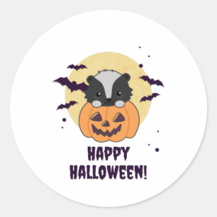 Skunk Pumpkin Cute Skunks Happy Halloween Classic Round Sticker