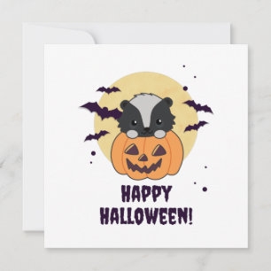 Skunk Pumpkin Cute Skunks Happy Halloween Invitation