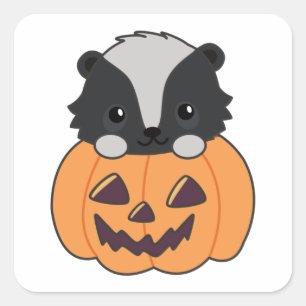 Skunk Pumpkin Cute Skunks Happy Halloween Square S Sticker