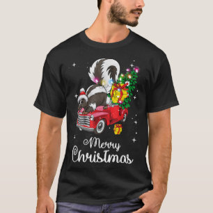 Skunk Red Truck Christmas Pajama Skunk T-Shirt