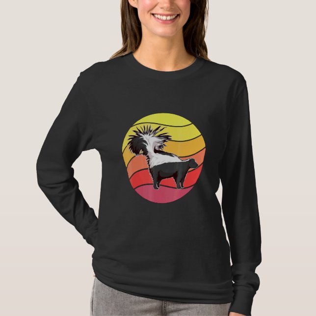 Skunk Retro Sunset Skunk Skunks T-Shirt (Front)