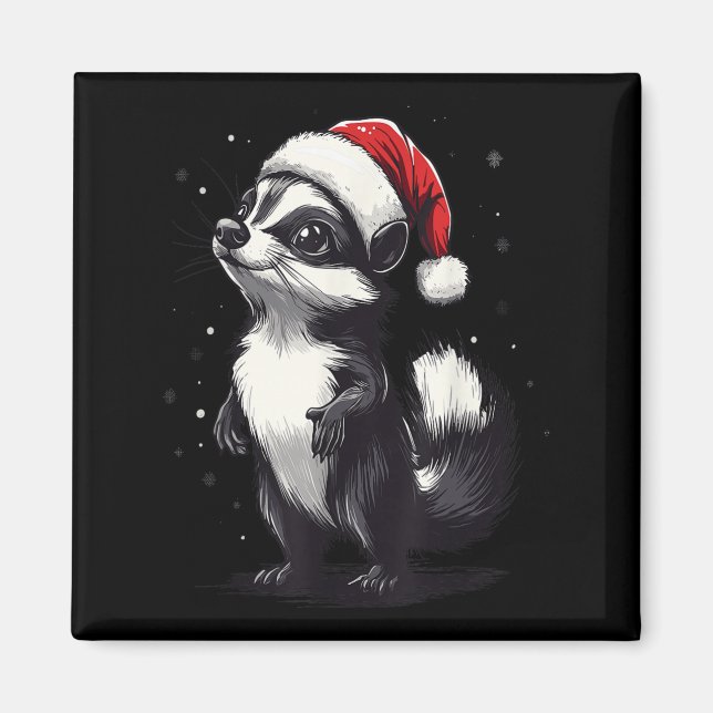 Skunk Santa Hat Funny Xmas Skunk Lovers Christmas  Magnet (Front)