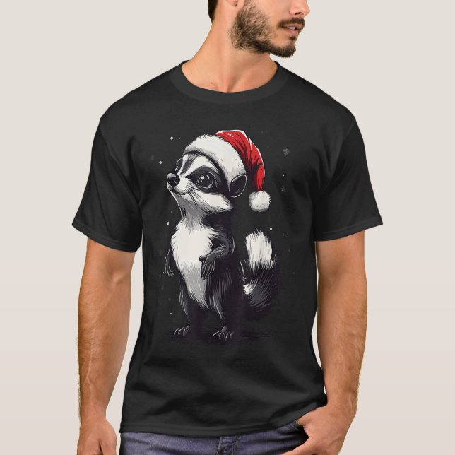 Skunk Santa Hat Funny Xmas Skunk Lovers Christmas  T-Shirt (Front)