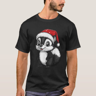 Skunk Santa Hat Xmas Boys Girls Kids Skunk Lovers  T-Shirt