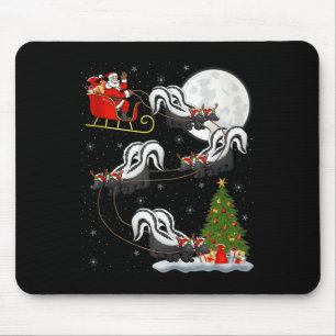Skunk Santa Sleigh Flying Funny Magical Christmas Mouse Pad