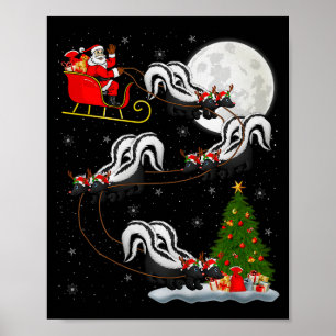 Skunk Santa Sleigh Flying Funny Magical Christmas  Poster