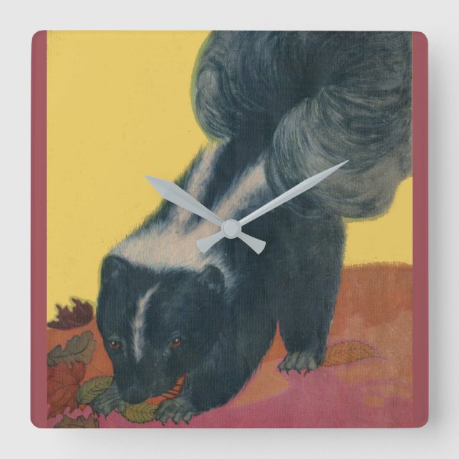 skunk square wall clock (Front)