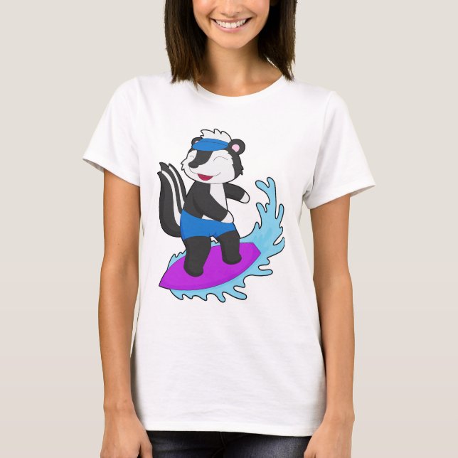 Skunk Surfing Surfboard Summer T-Shirt (Front)