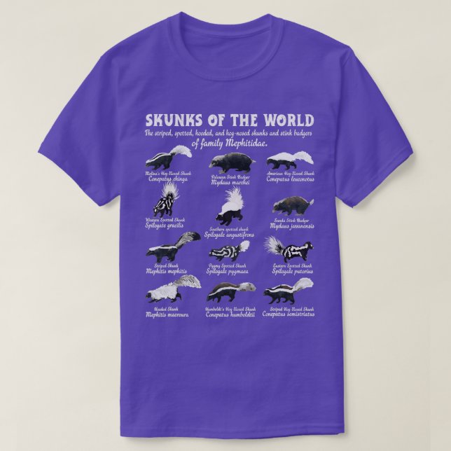 Skunk Tail Skunks Of The World Mephitidae Skunk Wh T-Shirt (Design Front)