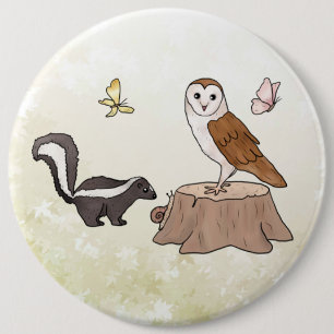 Skunk und Eule 6 Cm Round Badge