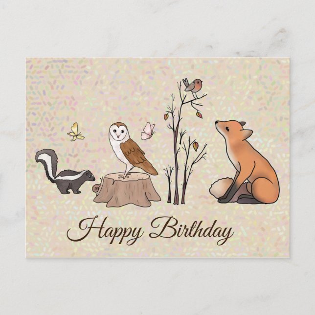 Skunk und Eule Postkarte Postcard (Front)