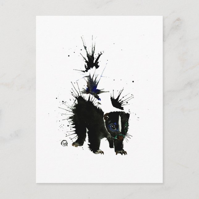 Skunk watercolour painting postcard (Front)