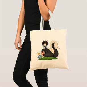 Skunk With Flowers Tote Bag