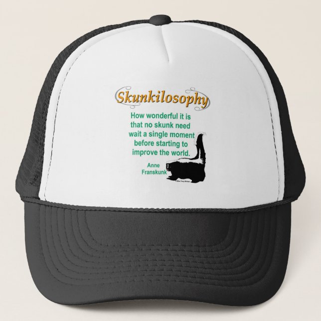 Skunkilosophy: Improve World Trucker Hat (Front)