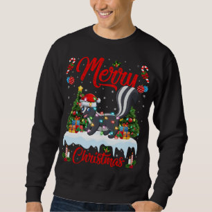Skunks Lover Xmas Lighting Santa Hat Skunks Christ Sweatshirt