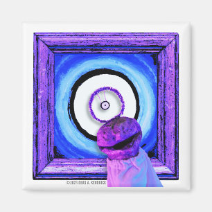 Skwot Above Assie the Barker on Eye Alien Magnet