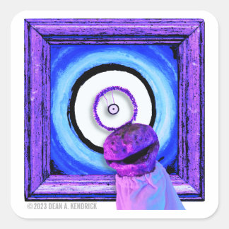 Skwot Above Assie the Barker on Eye Alien Square Sticker