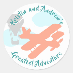 Sky Adventure Transportation Baby Shower Classic Round Sticker