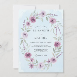 Sky Amethyst Foliage Eucalyptus Wedding Invitation