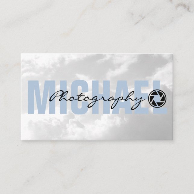 Sky and Clouds | Camera Lens Logo | Photography Business Card (Front)