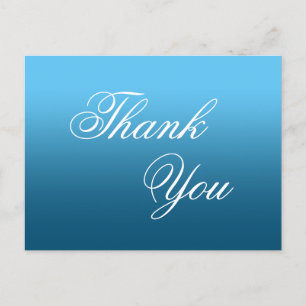Sky and Ocean Blue Ombre Calligraphy Thank You Postcard