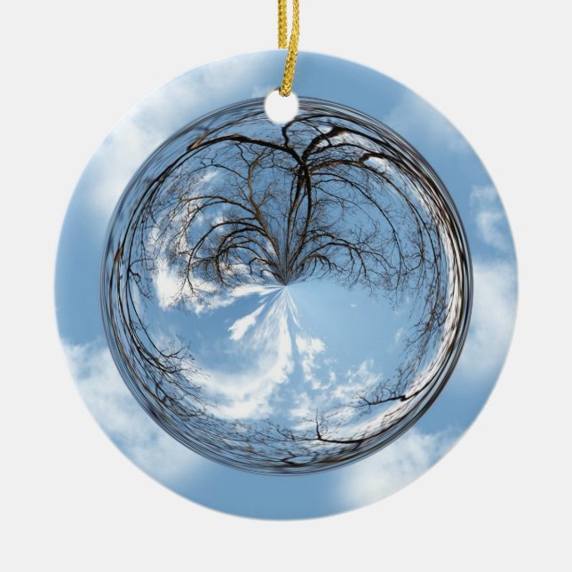 sky  and tree in a bubble ceramic ornament (Front)
