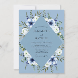 Sky Anemone Foliage Wedding Invitation